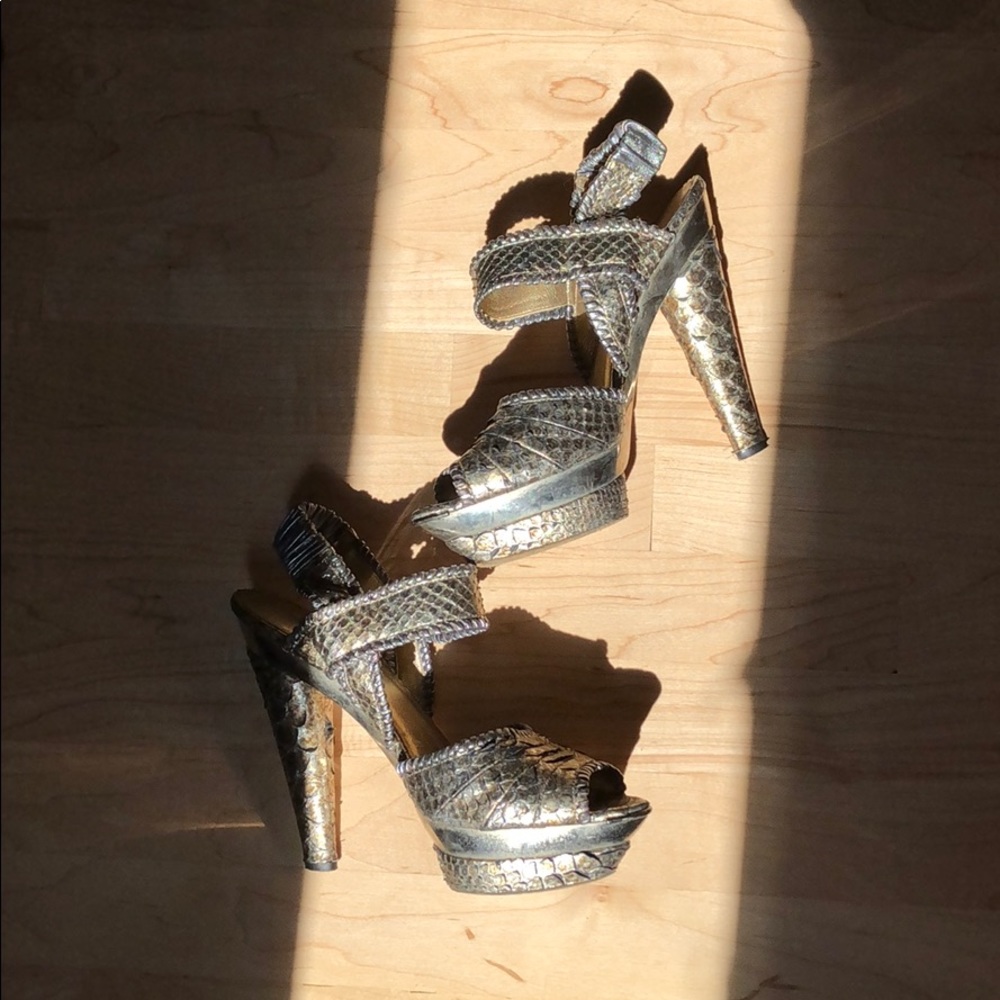 Devi Kroell Python Silver Sandals